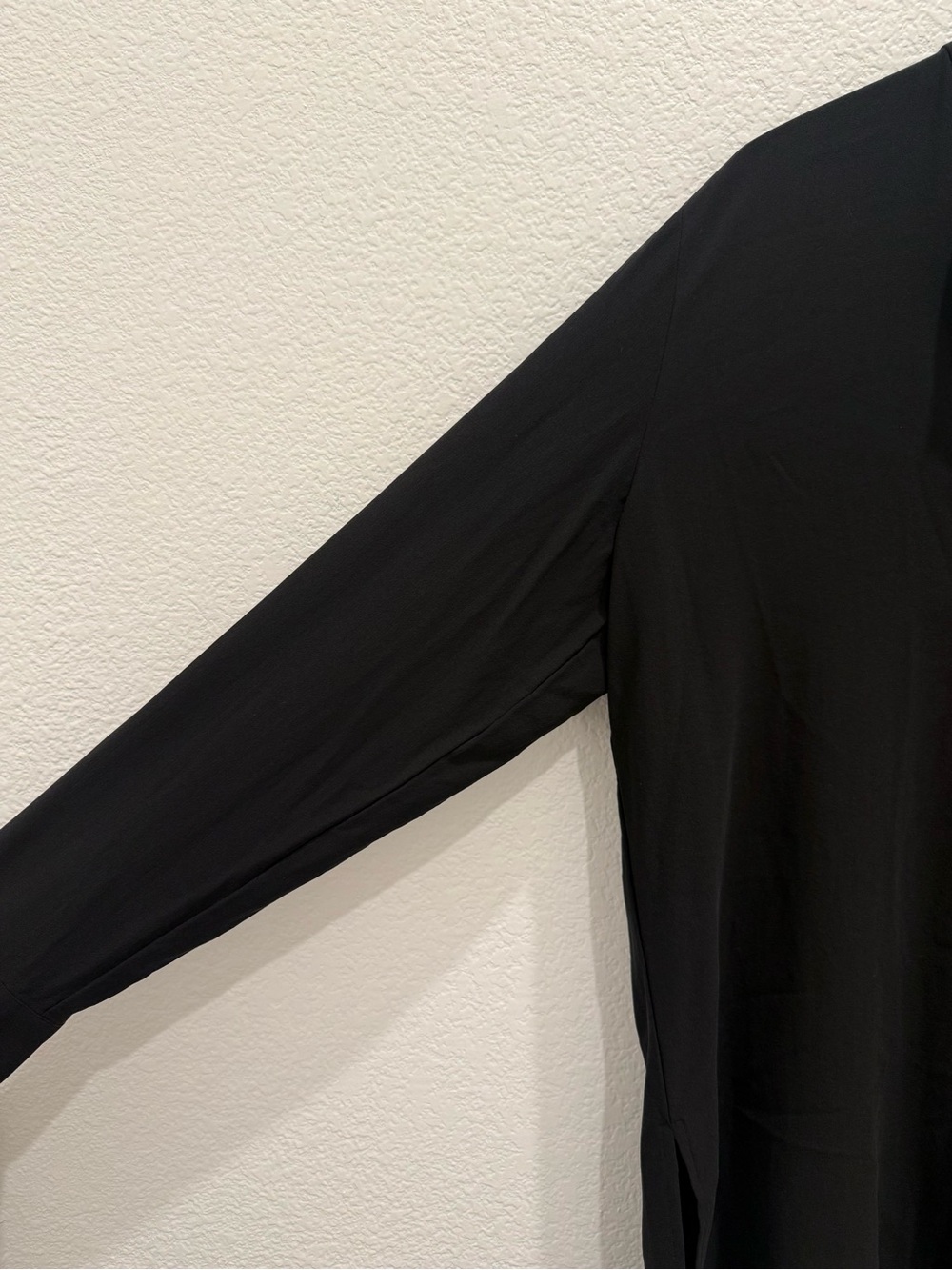 Eileen Fisher 100% Silk Georgette Crepe Stand Collar Tunic Blouse Black - Picture 2 of 5